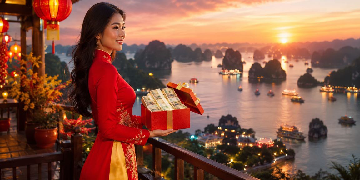 Ứng dụng casino tại Hạ Long Bay với trang phục áo dài truyền thống